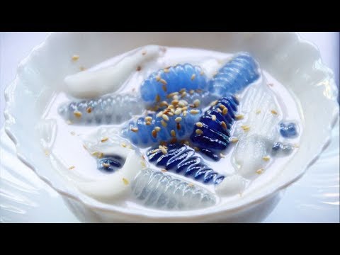 ครองแครงดอกอัญชันกะทิสดมะพร้าวอ่อน สูตรเบเกอรี่ & ขนมทำง่าย
