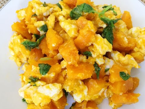 ฟักทองผัดไข่ สูตรอาหารใช้งบน้อย เมนูอาหารจานเดียว